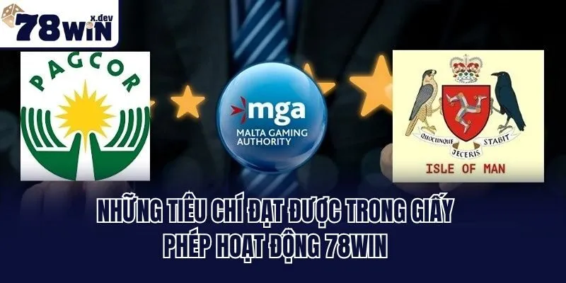 Những tiêu chí đạt được trong giấy phép hoạt động 78win